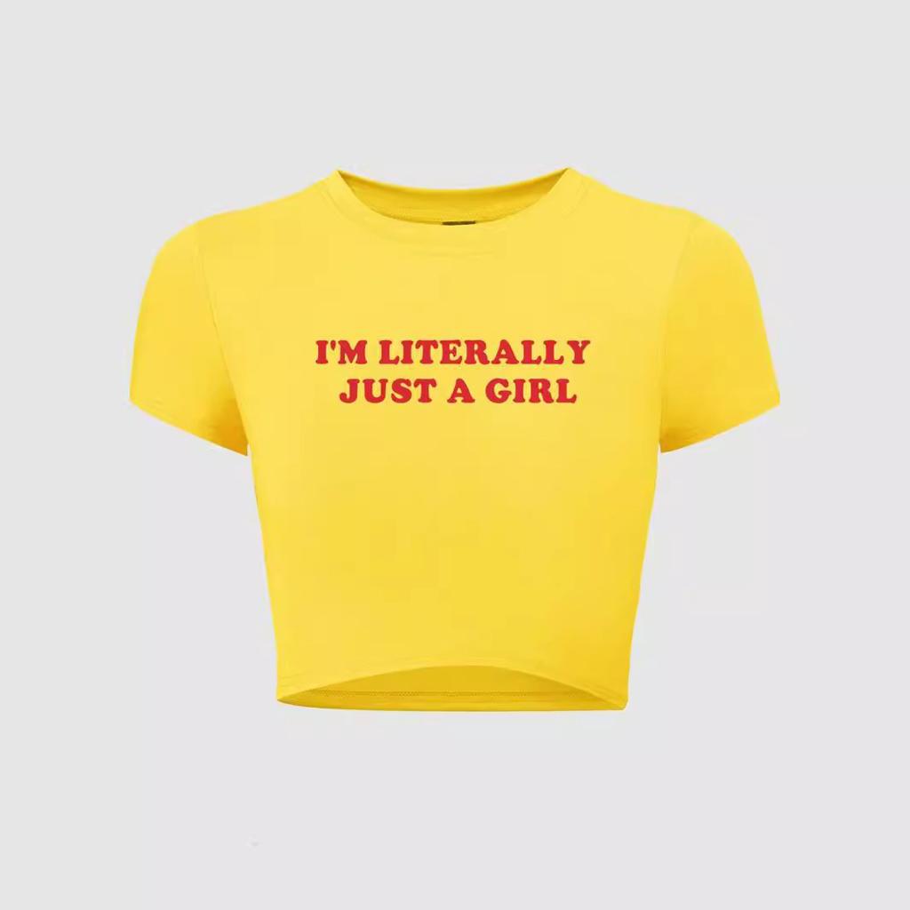 European and American style women's clothing new INS personalized street letter printing short navel short-sleeved T-shirt top