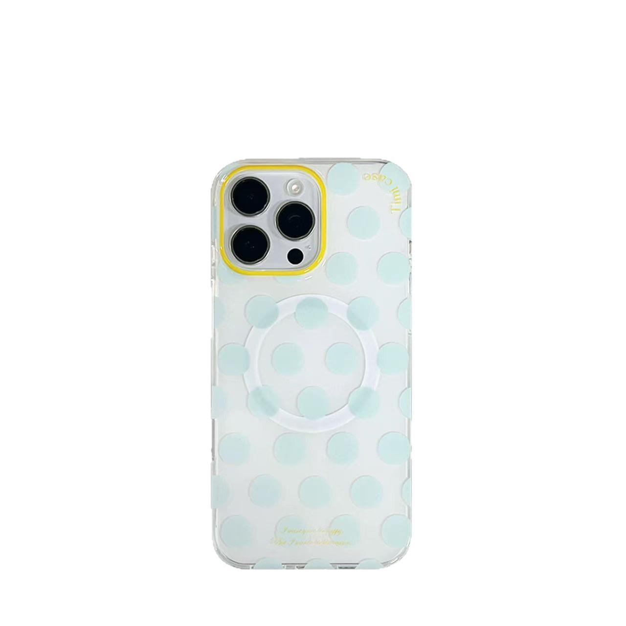 

Color Block Polka Dot Bear Magnetic Stand Case for iPhone 14, 15, 16, 17 Pro Max 15