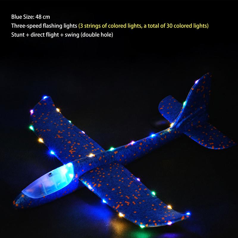 1 Set Outdoor Game Aircraft Model 24/48Cm Foam Plane Kits Flying Glider Toy With Led Light Hand Throw Airplane Toys For Kids