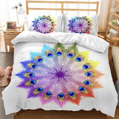Peacock Duvet Cover Set Bohemian Peacock Abstract Bird Exquisite Tail Bedding Set Double Queen King Size Polyester Qulit Cover