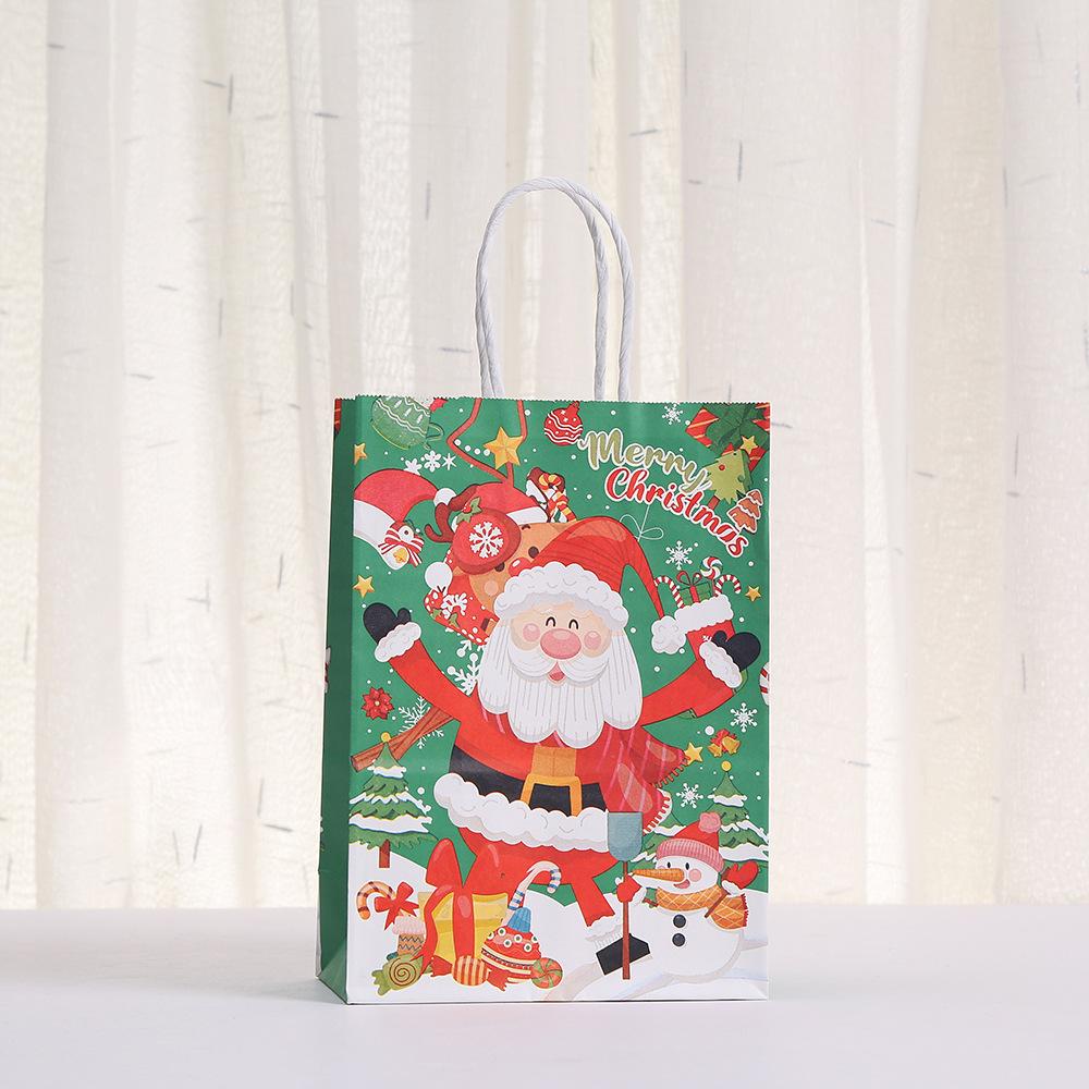 20pcs Cartoon Christmas Series Kraft Paper Handbag Party Gift Packaging Bags Shopping Mall Clothing Candy Shopping Portable Paper Bag