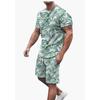Modisches Resort-Style Herren T-Shirt Kurzarm Shorts Zweiteiliges Set Sommer 3D-Druck