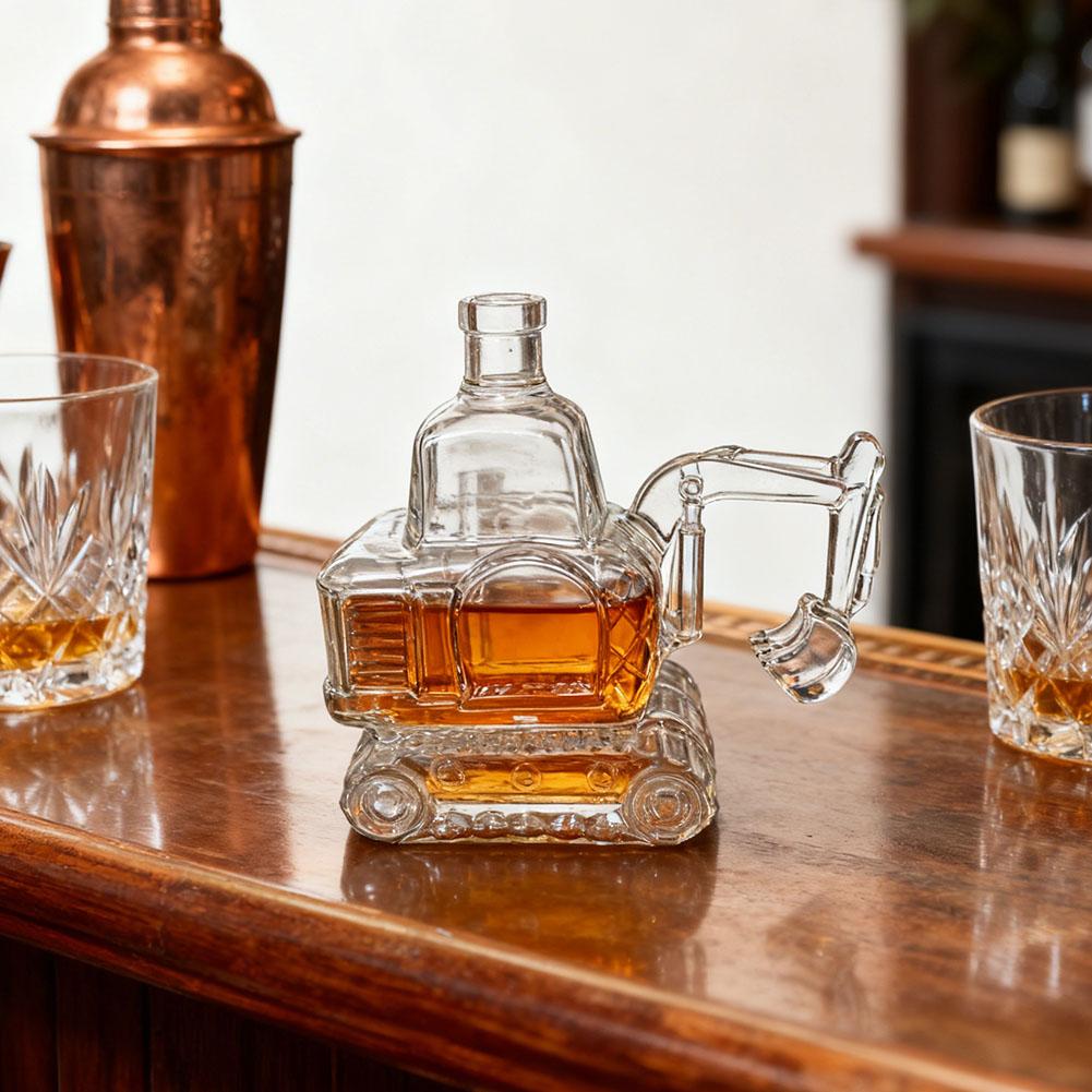 Bottiglia di Whiskey a forma di Escavatore Escavatore 3D Bottiglia di Whiskey Vino Novità Intagliata a Mano Vuota per Conservazione Vino Decorazione Artigianale