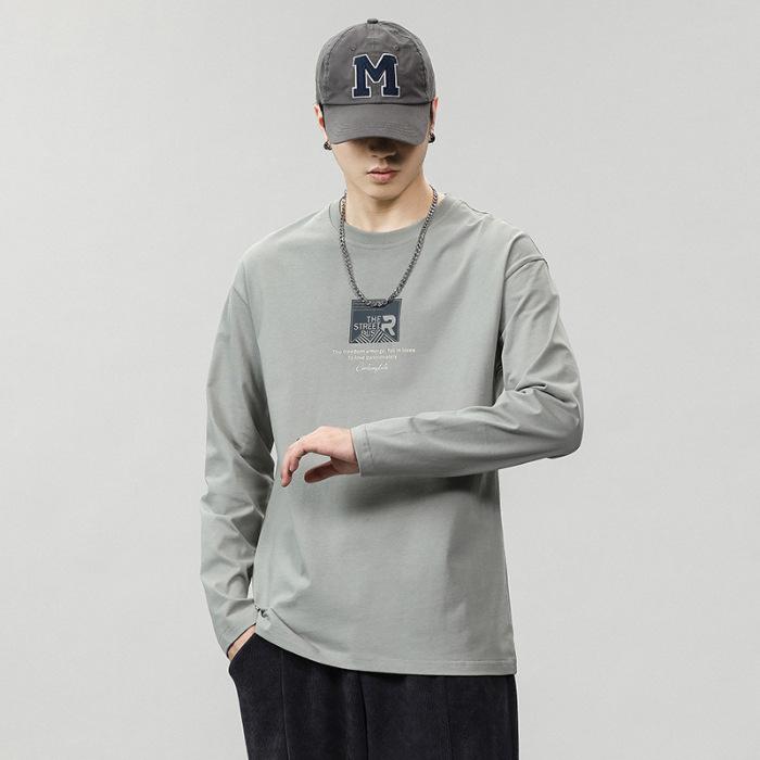 

Футболка з довгим рукавом Чоловіча Нижня сорочка Чоловіча Топ Светр Повсякденна футболка Чиста бавовна Осінь Чоловіча Весна Осінь Зима 2XL