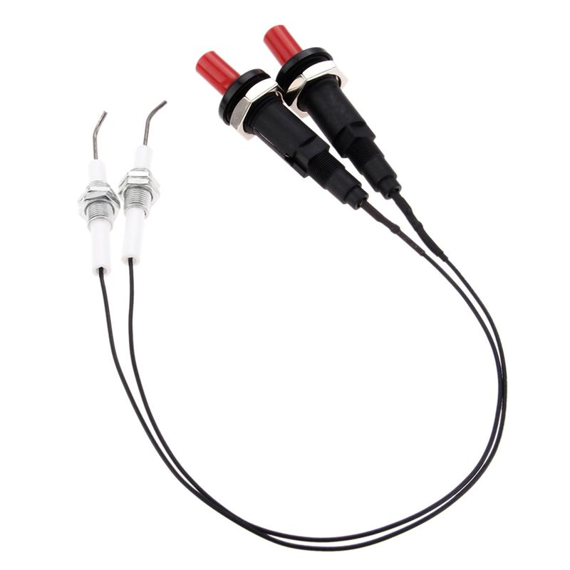 A25F-2 Set Push Button Piezo Igniter W/Threaded Electrode Ignition Plug For Fireplace/Oven/Heater/Kitchen