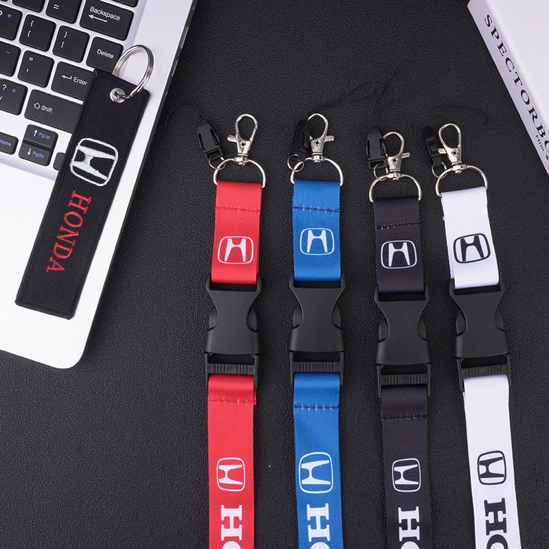 Car Emblem Lanyard Nylon Neck Halter Work Card Hanging Rope Keychain For Honda CRV Civic Accord Odyssey HRV Stepwgn Insight City RG0