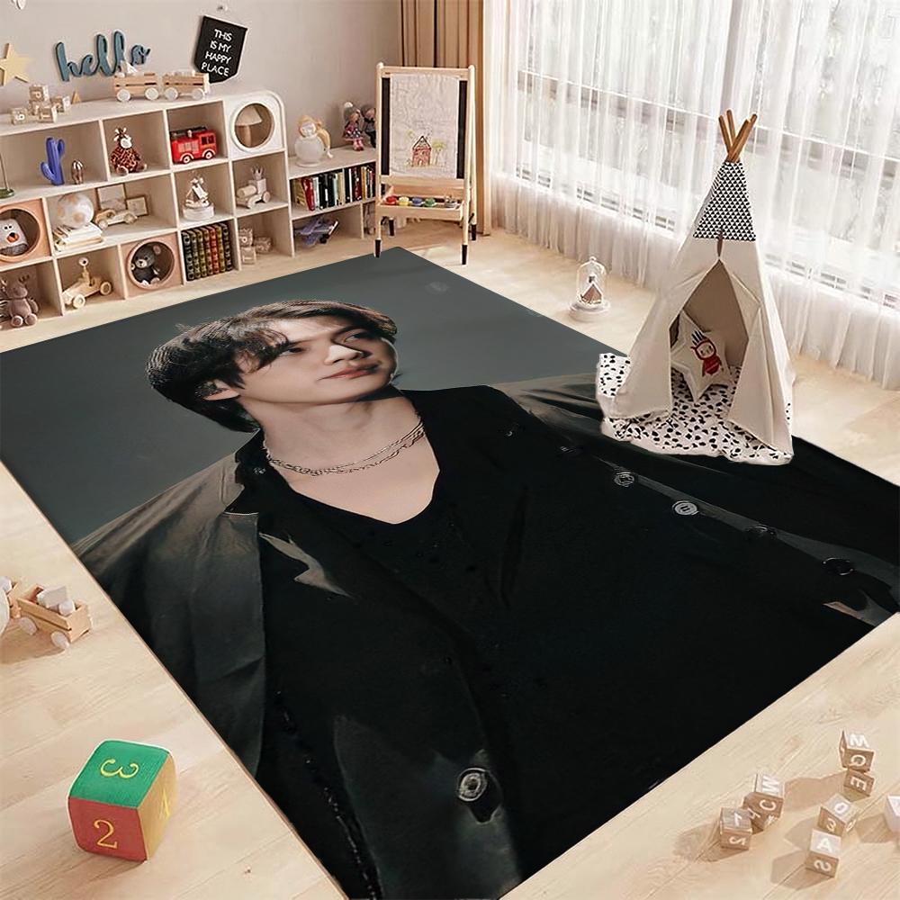 Idol Jin Stylish Black Fashion Indoor Rug Soft Texture Nonslip Carpet For Bathroom Kitchen Home Party Decor Valentine'S Day Gift