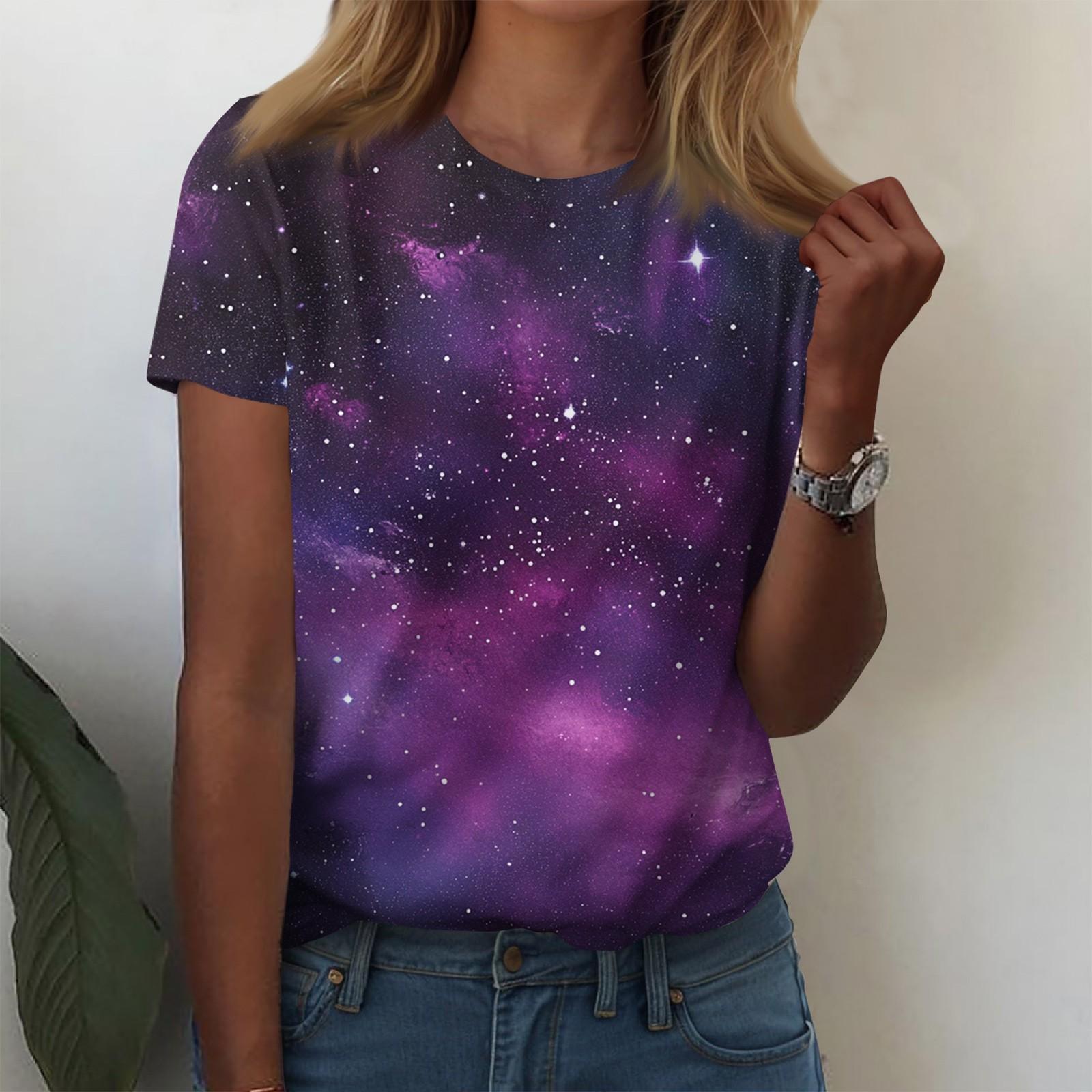 

Жіночі сорочки з короткими рукавами Милі топи Футболки з малюнком Блузки Повсякденні топи великих розмірів Базові топи Пуловери M світло-фіолетового кольору