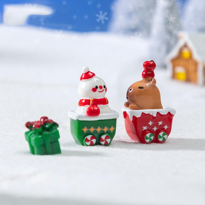 1/4Pcs Christmas Tree Santa Claus Snowman Elk Penguin Bell Miniature Landscape Ornaments Home New Year Xmas Doll House Decor