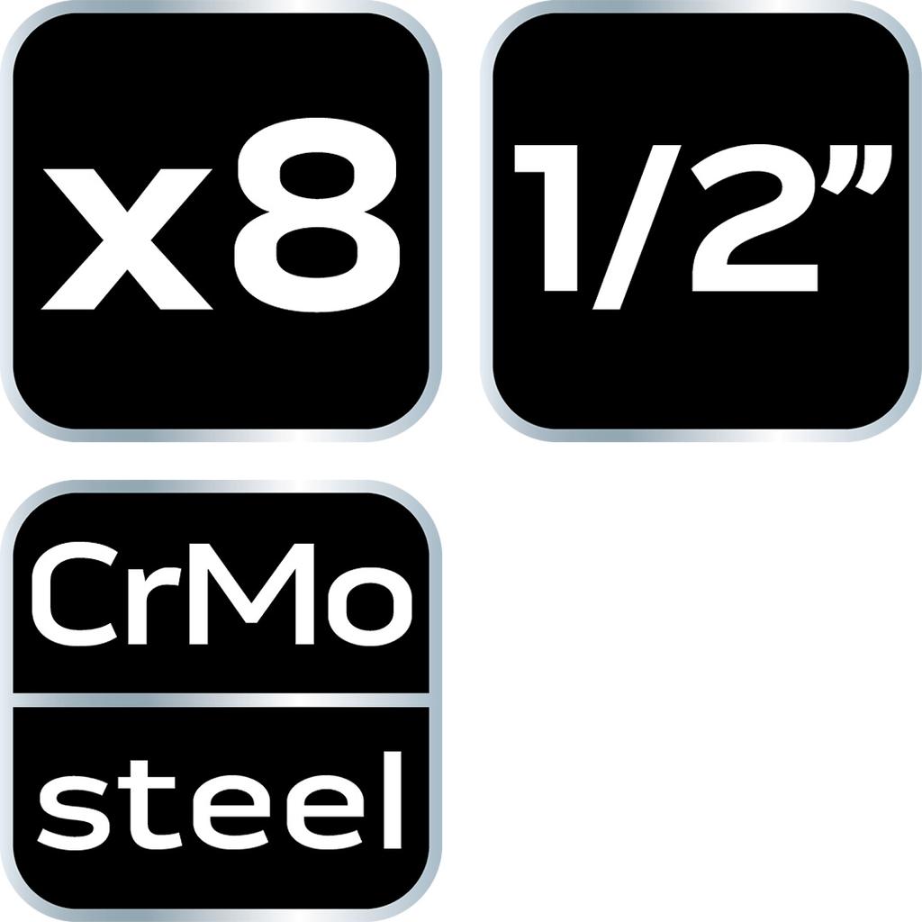 Set of 8 TORX impact sockets