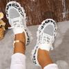 Large Size Fly-woven Sports Shoes Spring and Autumn New Round Head Thick Sole Wavy Sole Leopard Print Color Matching Shoes