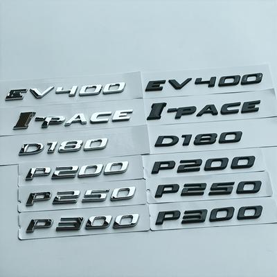EV400 I-PACE D140 D180 D250 P200 P250 P300 P340 P350 P380 Písmena Čísla Kufr Auta Znak Štítek Název Logo Samolepka Černý Chrom