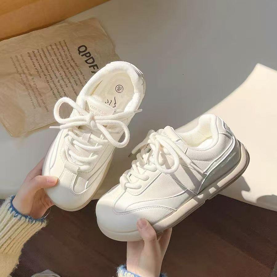 Niche versatile shoes women's new thick baseplate shoes retro little white shoes women