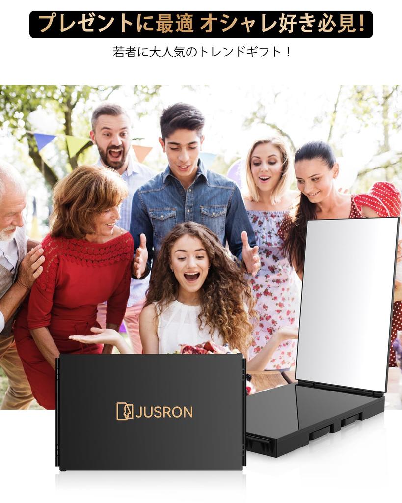 JUSRON Mirror for Adjustable Height 3D Mirror with Wide Viewing Back of Head Stable Perfect Gift for and Christmas 3-Way Mirror Tabletop,