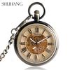 SHUHANG Pocket Watches with Fob Chain Luxury Antique Style Auto Mechanical Nursing Clock Self Winding Pendant Relogio De Bolso