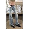 Women's Low Waist Washed Flare Jeans Vintage Distressed Bootcut Denim Pants