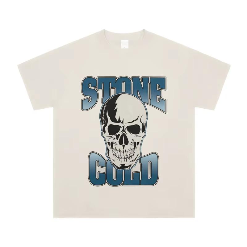 Summer Men New Stone Cold Steve Austin WWE Tshirts Wrestling Pure Cotton Vintage Short Sleeve T-shirt High Quality Luxury Brand