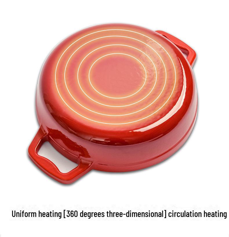 Little Happiness Multifunksjonell Emaillert Støpejerngryte for Gryteretter, Sjømat og Suppe – Induksjonskompatibel