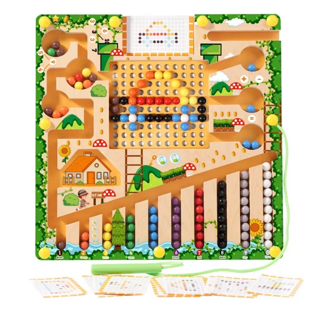 

Montessori Wooden Positioning Game Magnetic Number Writing Magnetic Maze Kids Toys wooden