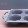Silicone Cake Mold 6 Cups Cupcake Model Muffin Tart Baking Pan with Handle Non-Stick Food Grade Heat-resistant Easy Release Easy Cleaning Baking Mould