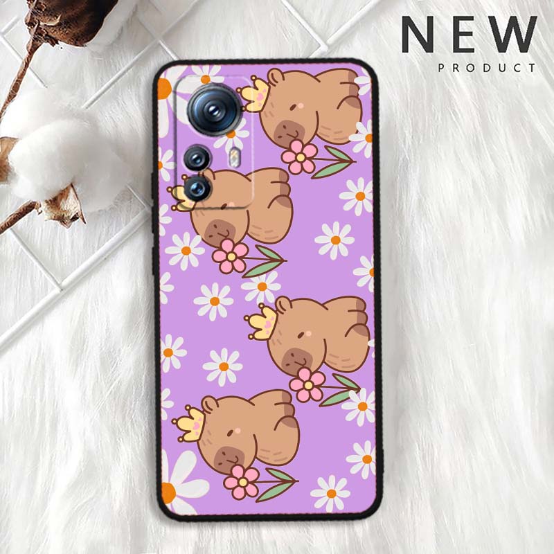 Cartoon Anime Capibala Art For Xiaomi Mi 15 14 13 13T 12 12T 12S 11 11i 11T Pro Ultra Lite 5G Black Soft Phone Case