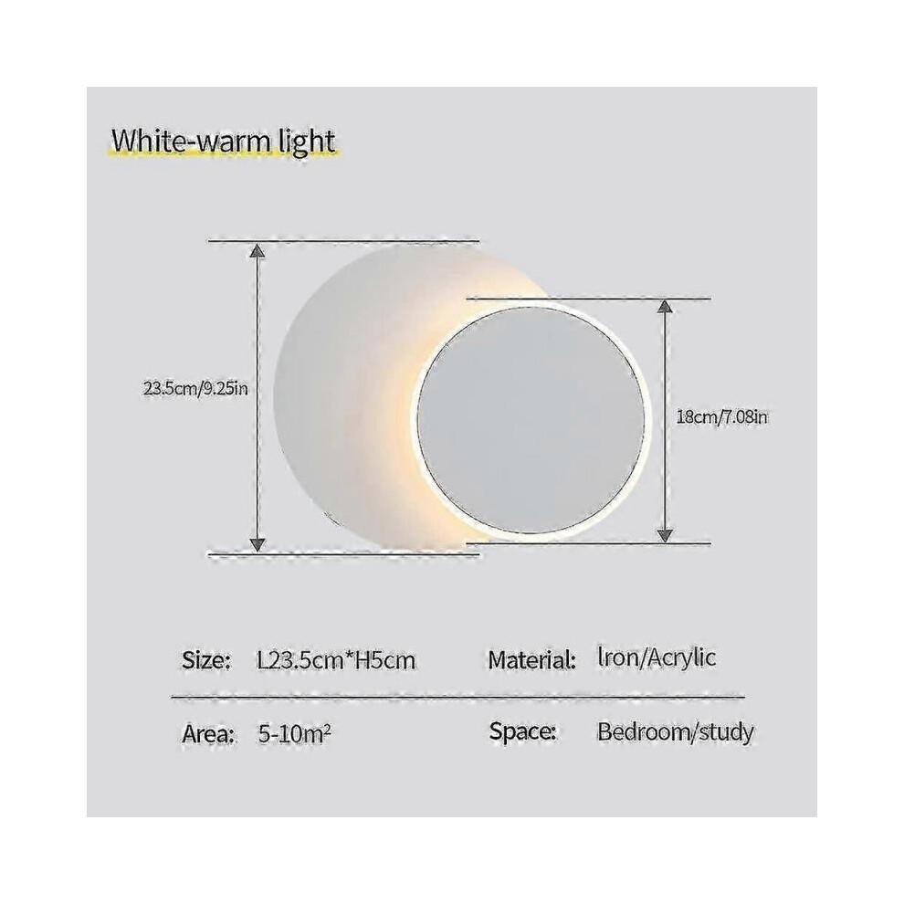 Wandleuchte für Innenbereich 8W Weiß, Moderne LED-Wandleuchte, Kreativ 2 in 1, 360° drehbar, Warmweiß 3000K, L