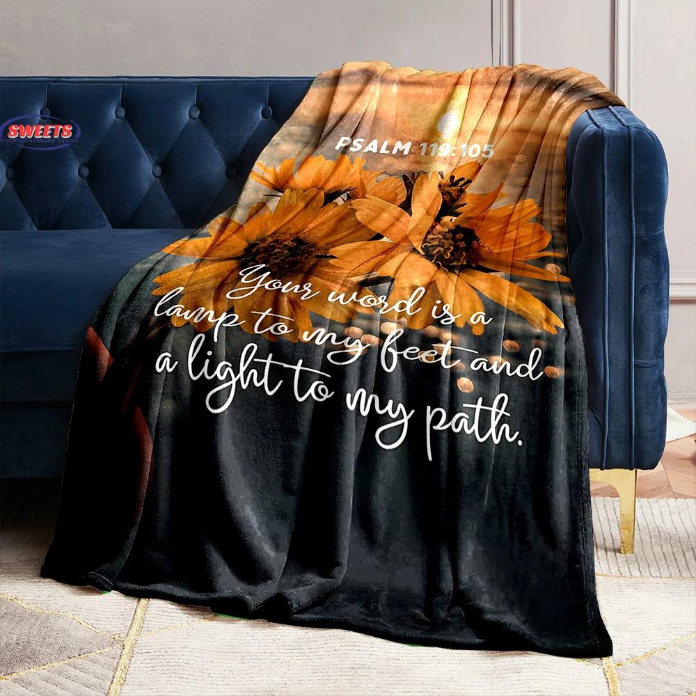 Devout Faith Bible Verses Flannel Blanket Throw Sofa Bed Cover Four Season Soft Fluffy Quilt Blanket Outdoor Leisure Nap Office