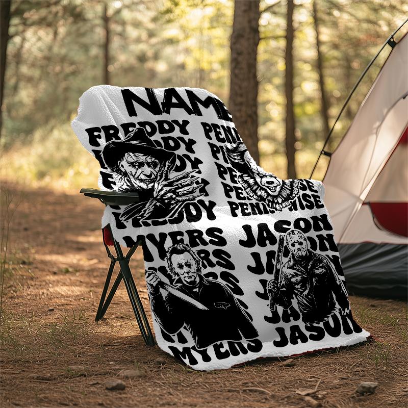 Personalized Custom Name Blanket - Horror movies Print Design,Blanket for Sofa,Bed,Travel,Camping - Soft and Warm, Great Gift