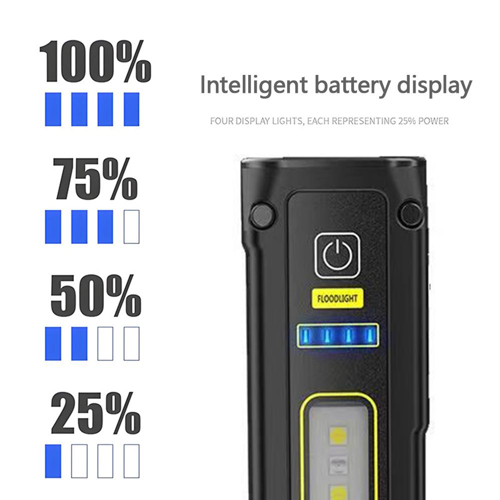 Portable Mini Flashlight High Power LED USB Rechargeable Tactical Flashlight with Strong Magnet Outdoor Emergency Lighting Torch