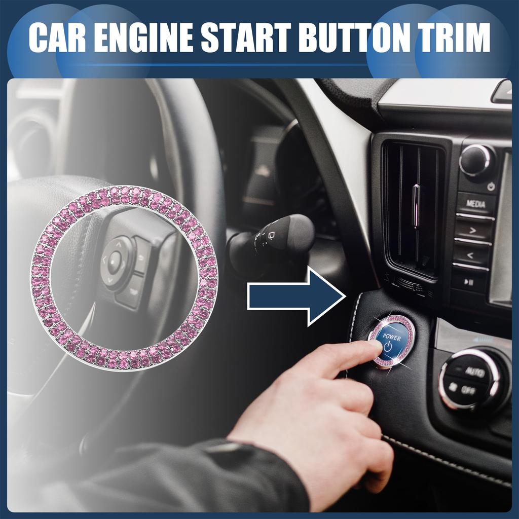 INFINAUTO Universal Bling Car Engine Start Stop Button Cover Car One Click Push Start