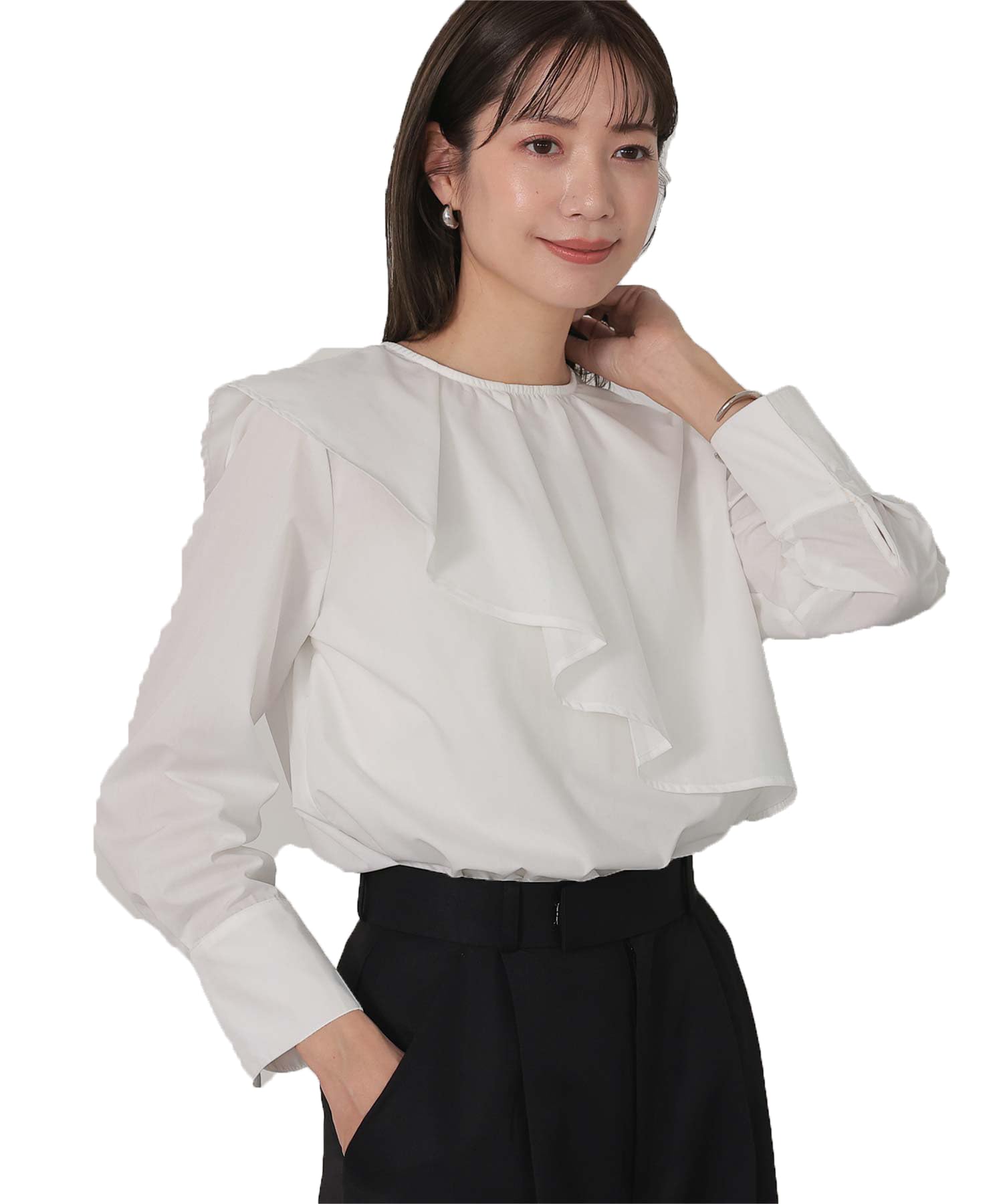 

Yours Asymmetrical Ruffle Design Blouse BFXU1781 Medium White Women s белый