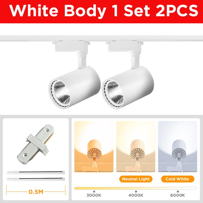 Whole-Set Led Track Light Spotlights 220V COB Track Lamp 12W 20W 30W 40W Spot Led Rail Lighting For Shop Living Room Lamp