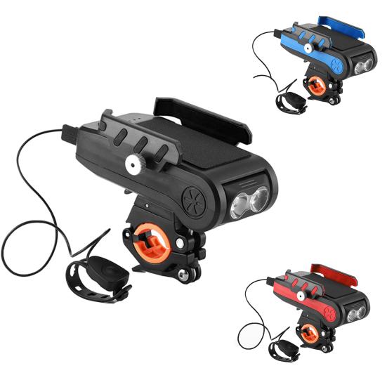 4-in-1 Fahrrad Scheinwerfer Reiten Lampe Licht Telefon Halter Horn Lade Power Bank