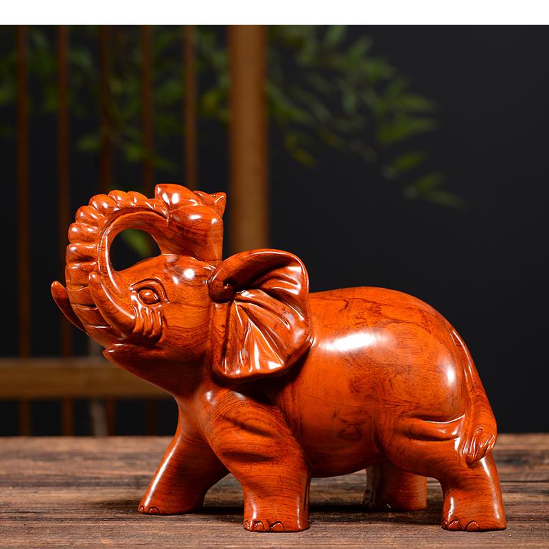 Rosewood Wood Carving Crafts Elephant Statue 2 Pcs/set Vintage Home Decor Ornaments Living Room Decoration Sculpture