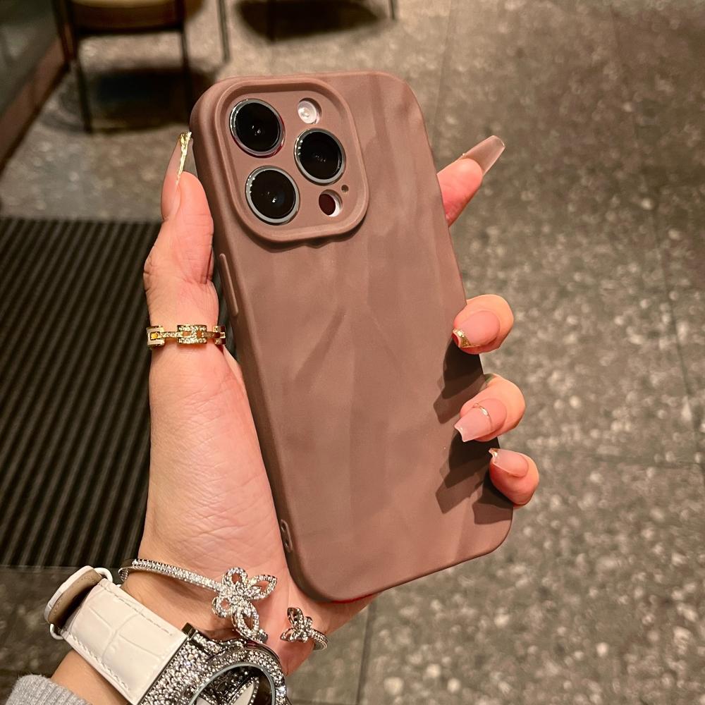 Luxury Wrinkle Matte Soft Silicone Case for iPhone 15 14 13 12 11 Pro X XR XS Max 7 8 Plus SE Shockproof TPU Cover Capa Simple