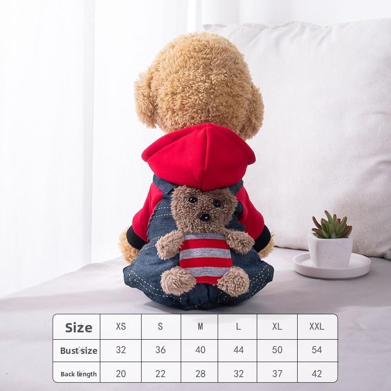 Four-legged Button Dog and Cat Clothing, Pet Supplies, Autumn and Winter Fleece Hoodie