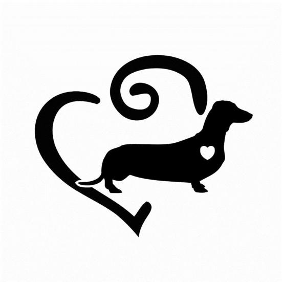Dachshund Love Heart Car Sticker PET Adhesive Vehicle Removable Decor Decal