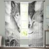 Wilder Tierwolf, durchsichtiger Voile-Vorhang für Wohnzimmer, Schlafzimmer, Küche, Dekoration, Morgen-Tüll-Fenstervorhang, Chiffon-Vorhänge