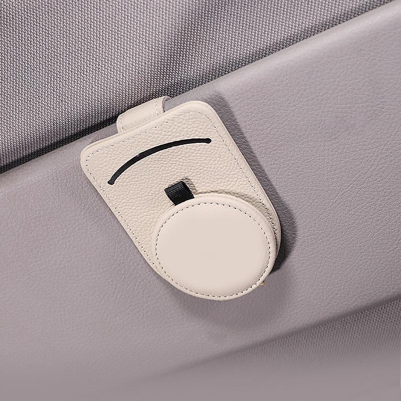 

Универсальный чехол для автомобильных очков из натуральной кожи, зажим для карточек, держатель для солнцезащитных очков Diamond Crown, мужские автомобильные аксессуары бежевый