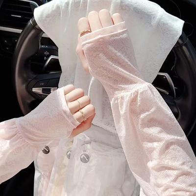 Lindas Mangas Finas de Encaje de Seda de Hielo Protección Solar Anti-UV Mangas Protectoras del Sol Mangas para Brazos Guantes de Ciclismo de Manga Larga Exterior