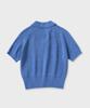 NONBLANK Raglan Half Sleeve Collar Crop Knit_Melange Blue