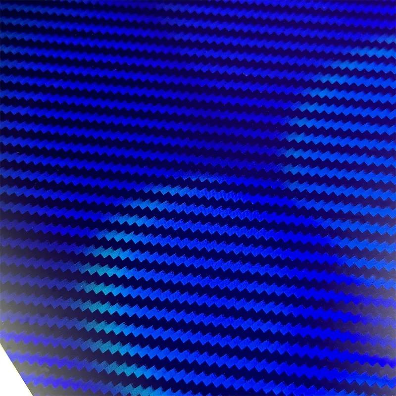 High Gloss Laser Blue Carbon Fiber Vinyl Film Motorcycle Body Stickers Rainbow Car Film Covers Accessories Wrap Foil Sticker