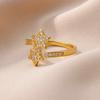 Zircon Double Star Rings For Women Girls Stainless Steel Gold Color Y2K Ring  New Trending Wedding Party Aesthetic Jewelry