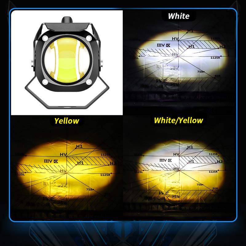 1/2 Piezas Motocicleta Luces LED Antiniebla Blanco Amarillo Haz Alto Bajo Foco Lámpara Auxiliar de Conducción Universal DC9-60V