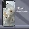 Funda de cristal para teléfono con pintura metálica de diente de león adecuada para Samsung Galaxy S26 S25 S24 S23 S22 S20 FE Ultra Plus cubierta trasera anticaí