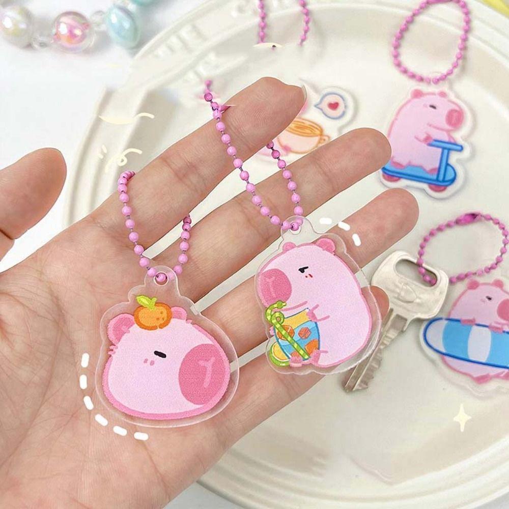 Capybara Pink Capybara Acrylic Keychain Creative Kapibara Pendant Backpack Decor