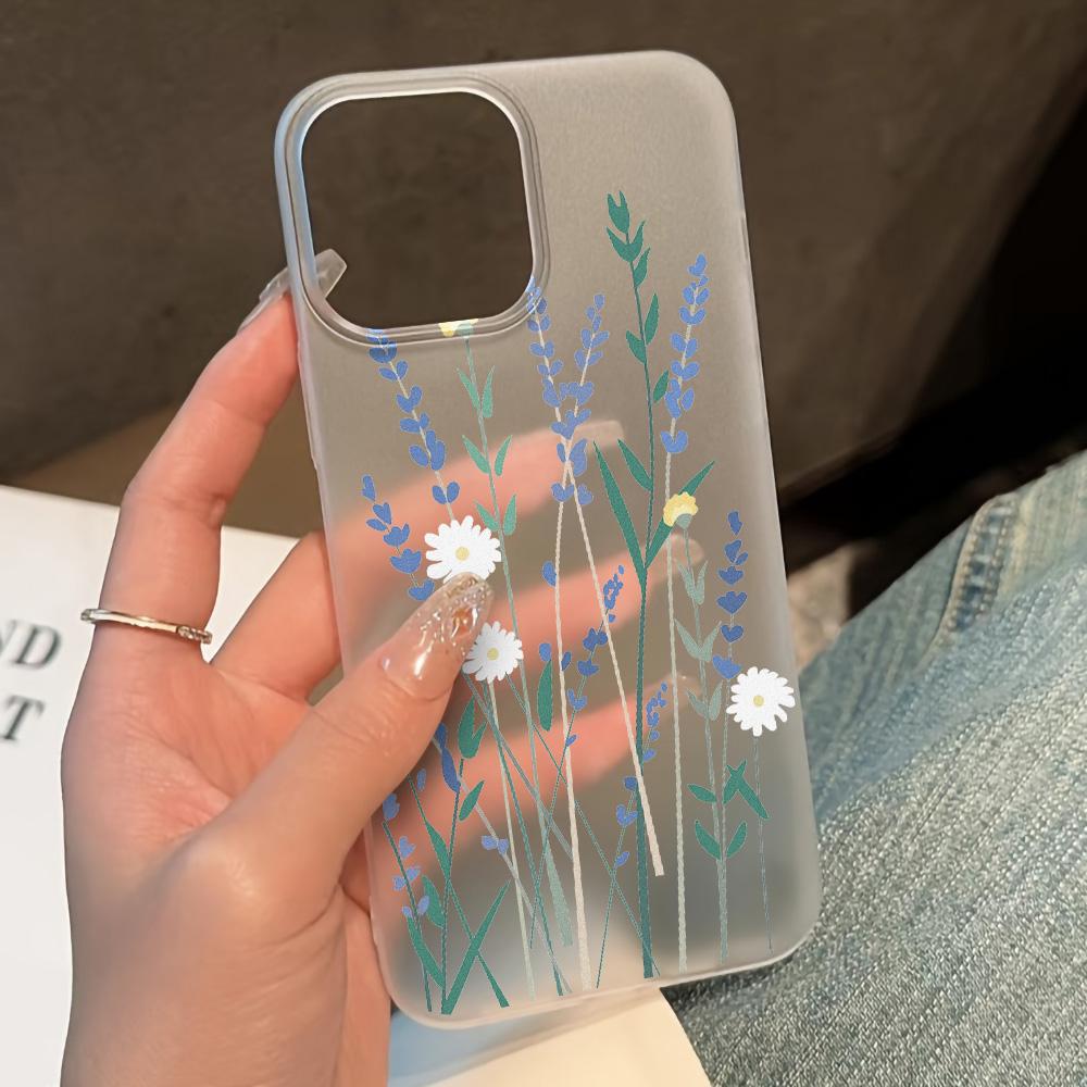 Mobile Phone Cases for iPhone 11 13 15 Pro Max 12 14 Pro Max Case iPhone 16 15 Plus 13 Pro 12 Frosted Texture Painted Cartoon Flowers