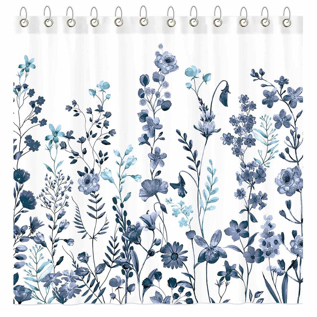 Lavender Shower Curtain with Hooks Waterproof Polyester Fabric Purple Floral Plant Bathroom Bathtub Curtains for Bath Room Tub