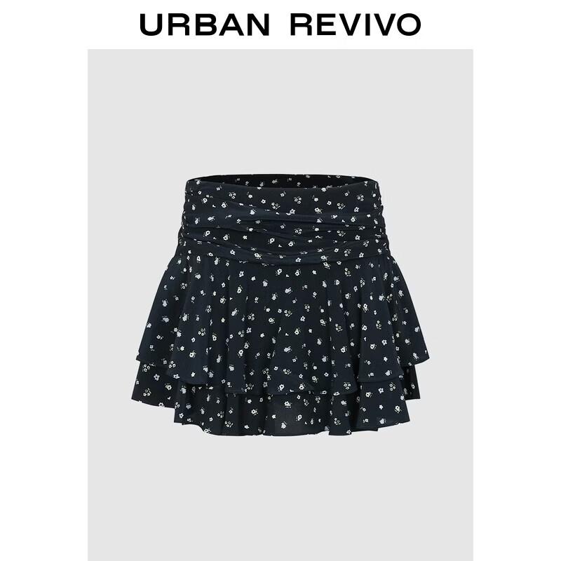 UR2026 Women s Floral Ruched Mini Skirt XL
