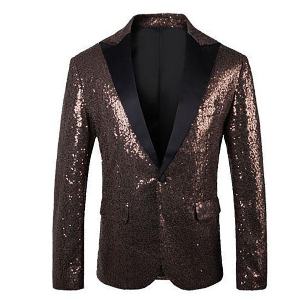 Shiny Gold Sequin Glitter Embellished Blazer Jacket Men Nightclub Prom Suit Blazer Men Costume Homme Stage Clothes for Singers  Plus Size